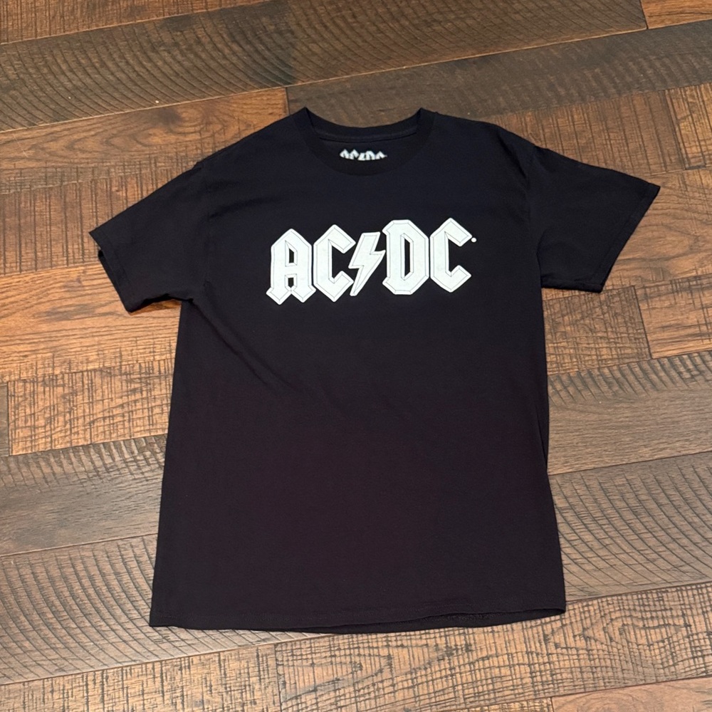 AC/DC Men's Black and White Logo Tee